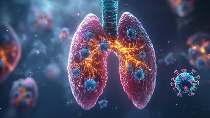 Fototapeta premium Diseased lungs, virus infection