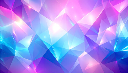 Obraz premium Geometric Crystal Abstract: Pink, Purple, and Blue Facets