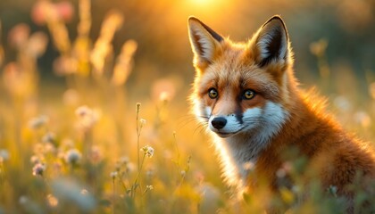 Fototapeta premium red fox in the grass