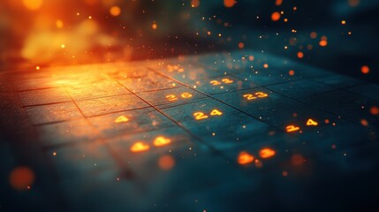 Intricate, glowing calendar grid