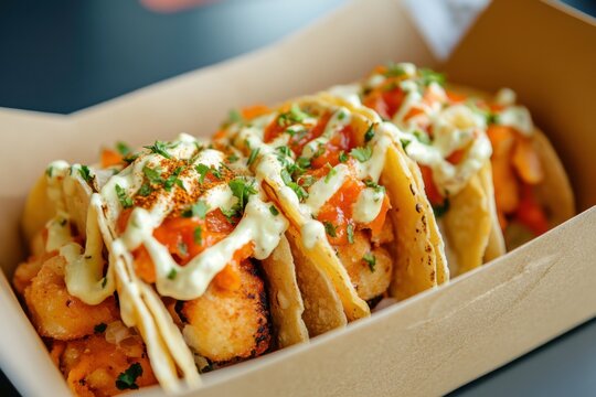 tacos in takeaway box