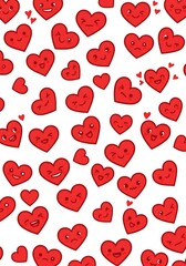 Joyful Red Hearts: A Whimsical Doodle Pattern