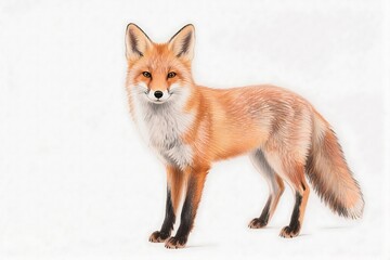 Obraz premium Red fox drawing with vibrant tones and natural posture, suitable for posters, wildlife books, educational tools, and nature-inspired product branding in eco-friendly graphic design.