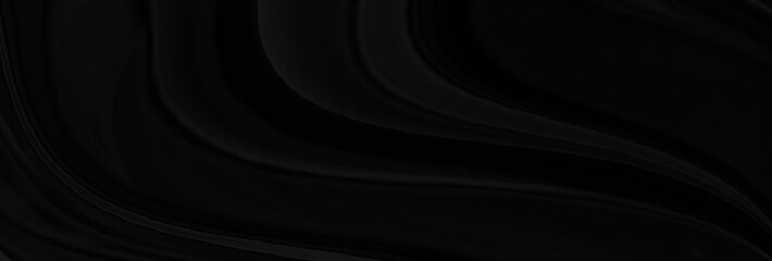Black gray satin dark fabric texture luxurious shiny that is abstract silk cloth panorama background with patterns soft waves blur beautiful.
