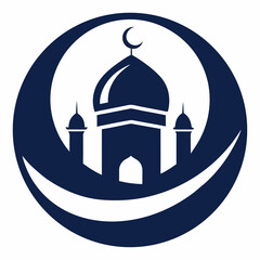 Islamic Mosque Mascot Logo Design in Circle Silhouette Vector for Branding and Creative Projects