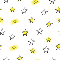 Hand-drawn Crayon Star Pattern Sketch for Seamless Background Design