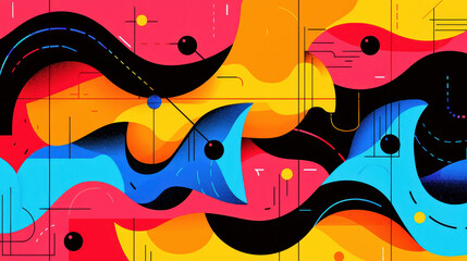 Obraz premium Colorful abstract geometric art with bold shapes vibrant palette contemporary design dynamic composition visual creativity