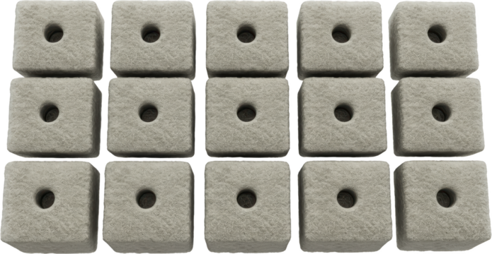 Grey Textured Cubes with Central Holes Abstract 3D Render of Geometric Shapes