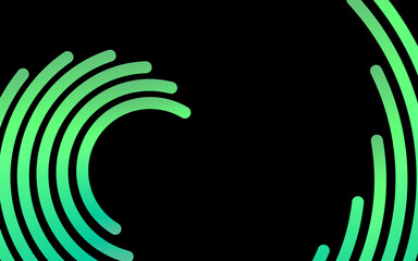 Vibrant abstract design with green colorful waves lines on dark background, creating dynamic visual effect. For modern art, digital backgrounds, website, business card, brochure. Spiral, swirl effect