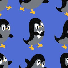 Christmas animals seamless penguin pattern for wrapping paper and fabrics