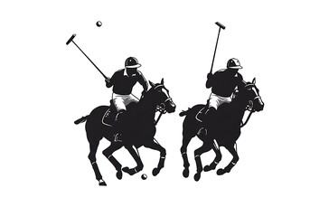 Black & White Polo Action: Dynamic Equestrian Art