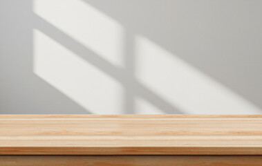 Countertop  wooden studio background white background with window shadow