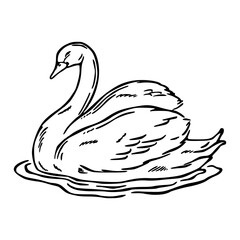 swan on water in vintage art style