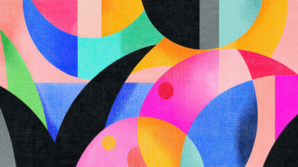 Abstract geometric colorful pattern with circles and arcs in vibrant shades for modern design and creative artwork background visual interest