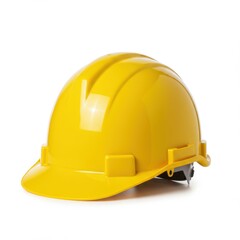 Fototapeta premium Yellow hardhat isolated on white background for construction, industrial, safety and protection uses.