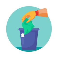 hand holding a trash can