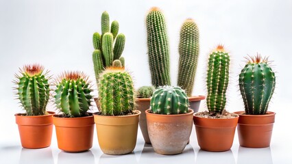 Collection of various cacti in pots
