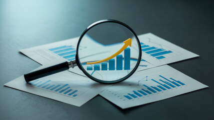 A professional business analytics and data visualization image showing financial charts and graphs on white paper documents
