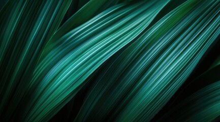 Lush, dark green leaves create a flowing, abstract pattern