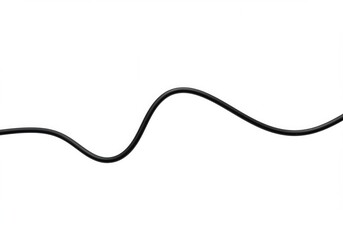 Black electrical cord isolated on white background with wavy shape