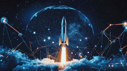 Fototapeta premium The rocket launch marks the beginning of a new era in technology.