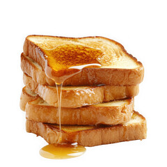 Golden toast slices with drizzle