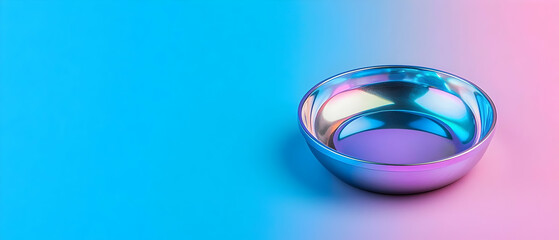 Abstract Iridescent Bowl On Gradient Background