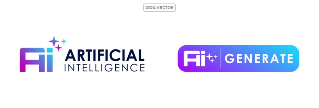 set of Artificial intelligence stars app logo colorful. Create generate prompt ai application symbol collection vector