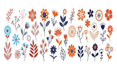 Floral Flourish: A vibrant, hand-drawn collection of blossoming flowers and botanical elements, perfect for adding a touch of natural beauty and artistic flair to any design. 