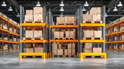 Modern Warehouse Logistics Packed Shelves  Efficient Storage.
