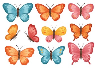 Vibrant Butterfly Collection: Pastel & Warm Hues AI Generated