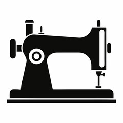 Vintage sewing machine vector on white background.