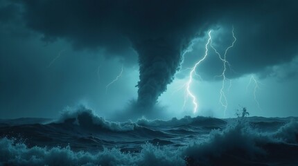 A Massive Storm, Lightning Streak Across The Sky.