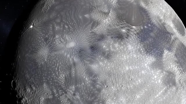 Realistic Moon Surface Close Up View With Craters And Texture