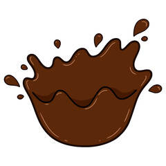 chocolate splash drop melting flat color vector illustration template design