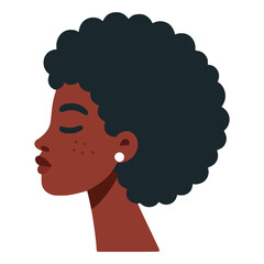 african woman beautiful profile avatar flat color vector illustration template design