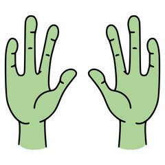 alien hand creature space flat color vector illustration template design