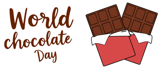 international world chocolate day poster banner flat color vector illustration template design