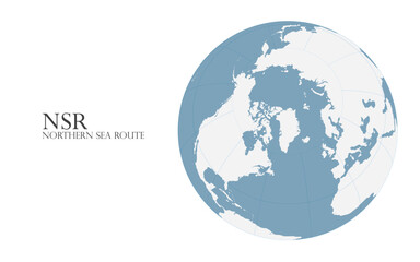 Vector illustration of a map of the Northern Sea Route and a globe image showing the Northern Sea Route