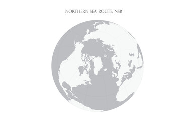 Vector illustration of a map of the Northern Sea Route and a globe image showing the Northern Sea Route