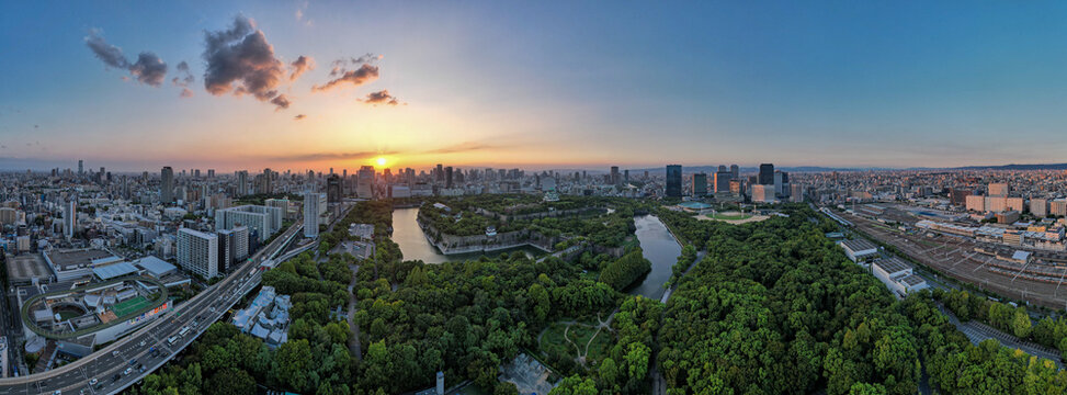 360 seamless HDRI Panorama view Osaka, Japan