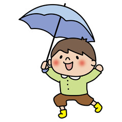 傘をさしてはしゃぐ子供（男の子2）