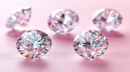 Sparkling diamonds scattered on textured pink backdrop