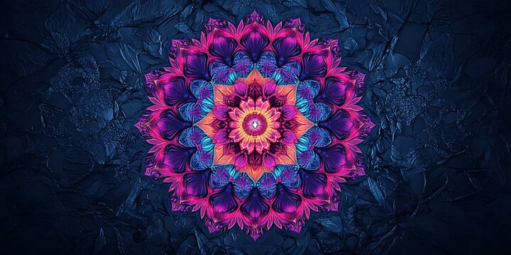 Vibrant mandala on dark background