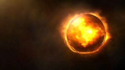 Fiery sphere in space