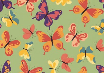 Whimsical Butterfly Meadow: A Colorful Seamless Pattern AI Generated