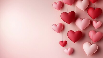 Romantic Valentine's Day Background Soft Pink Paper Hearts on a Blush Pink Backdrop Premium Quality Image