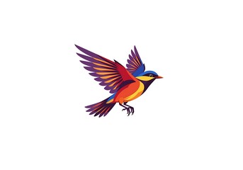 Obraz premium Colorful bird illustration flying against white background