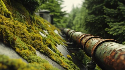 Outdoor drainpipe channeling waste to underground sewer system