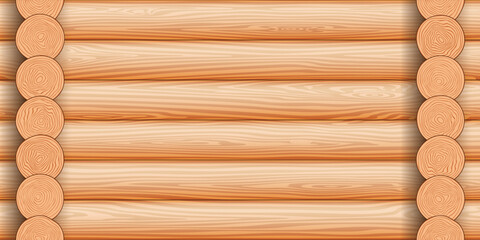 Wood log wall, wood texture seamless pattern, vector design